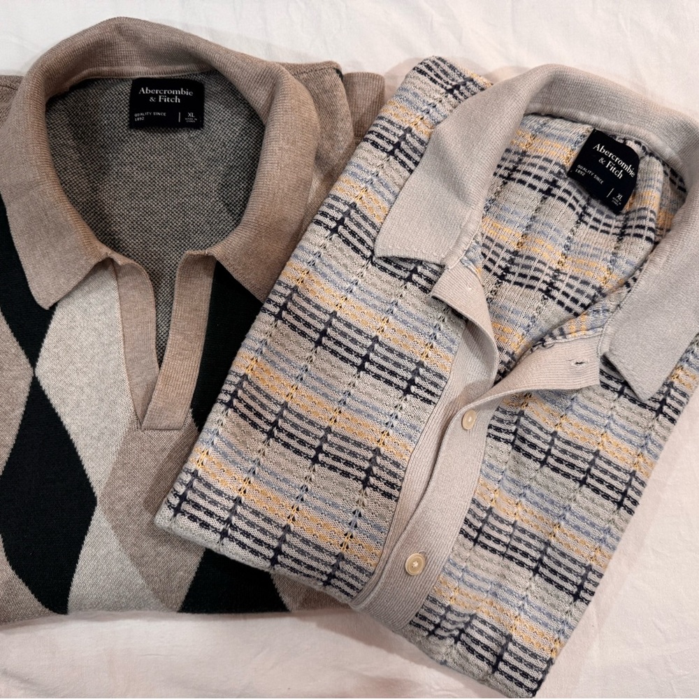 Lot of 2 Abercrombie & Fitch Men's Sweater Polos Size XL